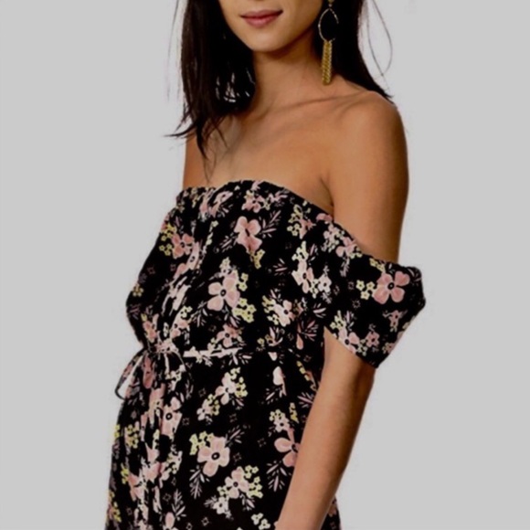 Rahi Cali Malibu Escape High Low Black Floral Dress L - Picture 2 of 14